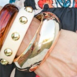 Gold and Cream Bangle Set